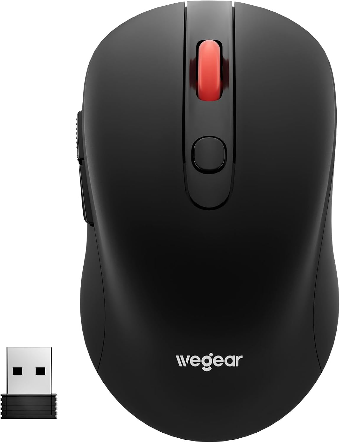 wegear USB Wireless Mouse for Laptop PC Mac, 2.4GHz Cordless Mouse-Black | Ergonomic Portable Optical Computer Mice with 6 Buttons, 5-Level Adjustable 4000 DPI,24-Month Battery Life
