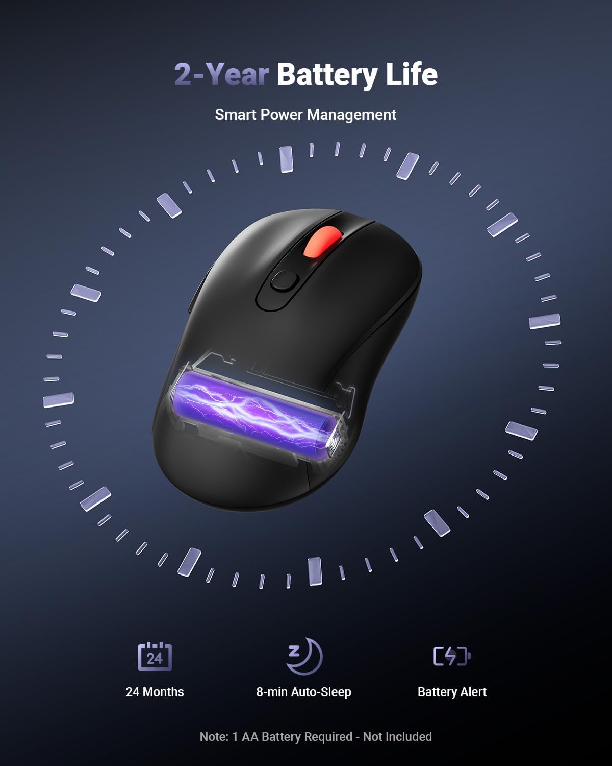 wegear USB Wireless Mouse for Laptop PC Mac, 2.4GHz Cordless Mouse-Black | Ergonomic Portable Optical Computer Mice with 6 Buttons, 5-Level Adjustable 4000 DPI,24-Month Battery Life - Image 6